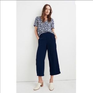 MADEWELL HUTSON NAVY BLUE WIDE LEG PANTS MED